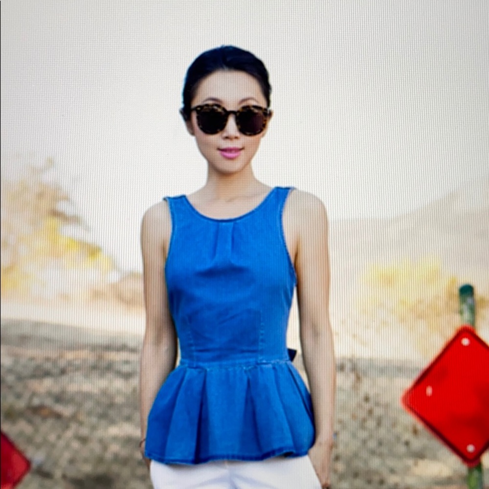 ASOS peplum denim top with bow detail, Never worn!